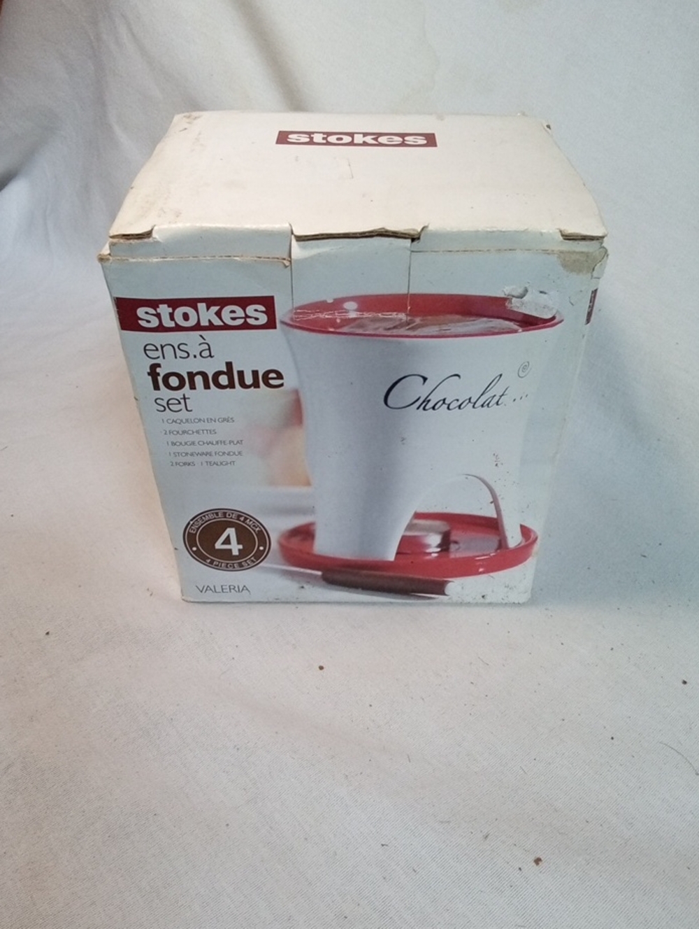 Stokes Valeria Red and White Fondue Set - Chocolate/Cheese Serving